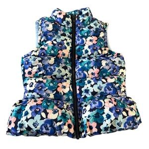 Gymboree Floral Puffer Vest Blue Size Small 5-6